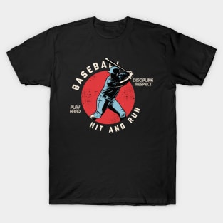 Vintage Baseball Player Hit And Run Baseball Love T-Shirt